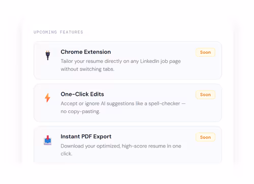 Chrome extension showing a 75% resume match score and one-click tailoring directly on a LinkedIn job page.